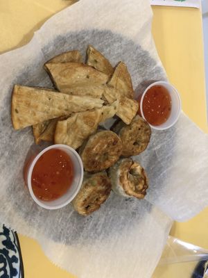 A6. Scallion pancakes 🥞 
Dumpling 🥟 

  at Vegan Tree in Matawan