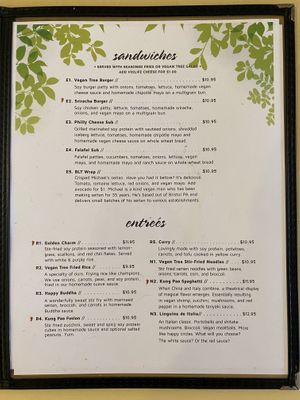 Menu at Vegan Tree in Matawan