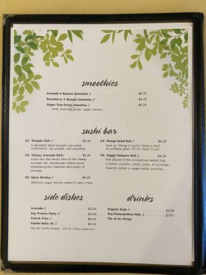 Menu at Vegan Tree in Matawan