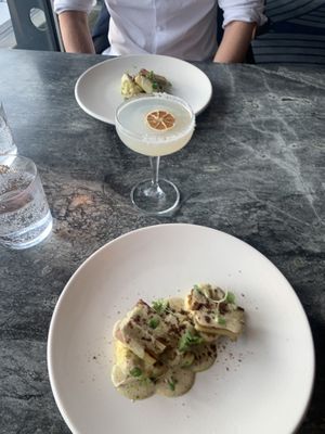 Leek with macadamia cream  at The Sugar Club in Auckland