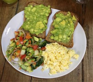 Avo on toast with salad and eggs at Cafe Secret Alley in Kandy