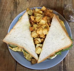 Cheese and potato sandwich with egg at Cafe Secret Alley in Kandy