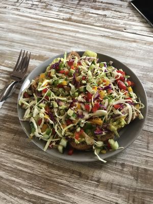 Avocado and salad on toast (ordered requesting no eggs) at Cafe Secret Alley in Kandy