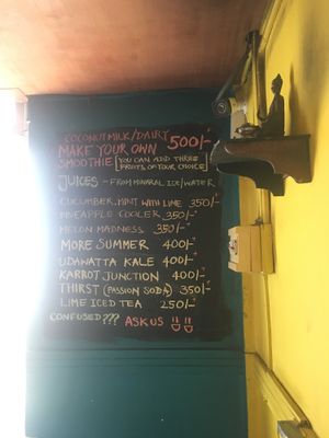 Menu at Cafe Secret Alley in Kandy