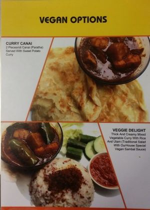 Roti pratha/canai with vegetable curry at Indah Cafe in Kuching