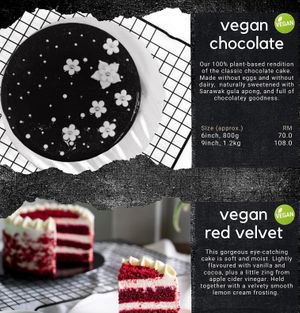 Vegan cakes available at Indah Cafe in Kuching