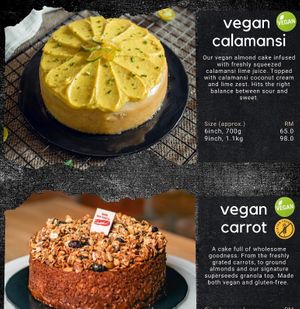 Some vegan cake menu options at Indah Cafe in Kuching