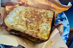 Rendang Tempe Sandwich (100% plant-based) at Indah Cafe in Kuching