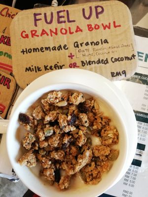 Granola made in-house. Served with kefir or coconut smoothie  at Indah Cafe in Kuching