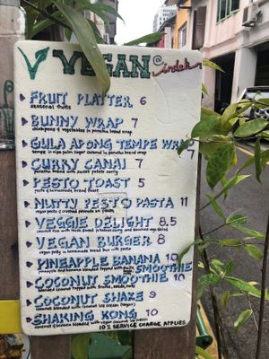 Vegan menu at Indah Cafe in Kuching