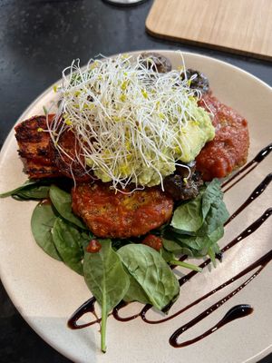 Quinoa fritters  at Raw Energy in Brisbane