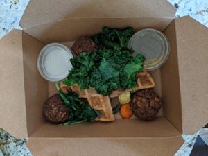 Savory waffle at Surya Cafe in Fitchburg