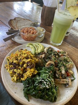 Big vegan brunch and vitality juice  at Zest in Agonda