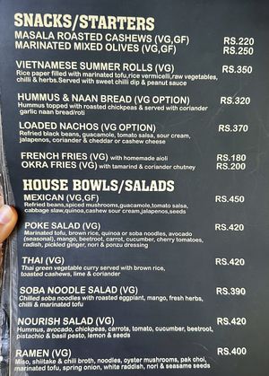 menu  at Zest in Agonda