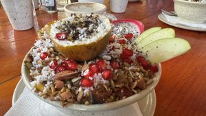 Yellow smoothie bowl   at Zest in Agonda