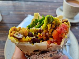 Breakfast burrito at Zest in Agonda