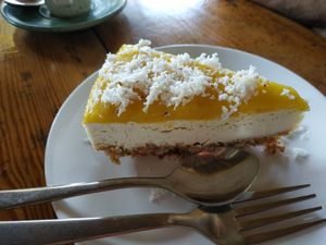 Mango and coconut raw cheesecake at Zest in Agonda