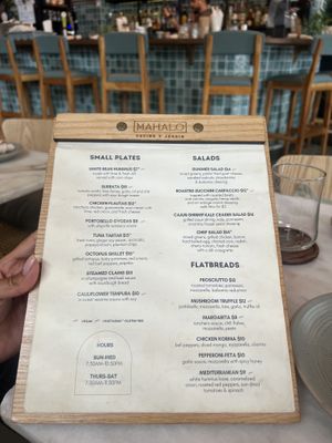 Menu   at Mahalo in Panama City