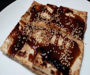 bbq tofu appetizer at Vegan House in Los Angeles