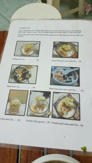 dessert menu at Bahn Mi & Cafe in Hanoi