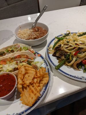 Tacos and pasta. You do get a lot of food. at Legacy Pub in Lafayette