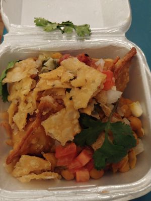 $8.19 Shingara Chaat (vegan): Really good just a bit spicy at Mithai Indian Cafe in Cary