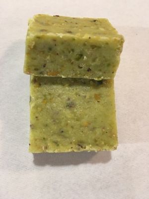 Pure Pistachio fudge with no preservatives, no fillers, no emulsifiers.  at Mithai Indian Cafe in Cary