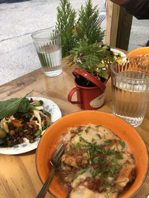 Moussaka and small side salad from salad bar   at Beetroot Healthy Food and Veggie Island in Maynooth
