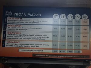 Vegan options at Hilton Pizza in Hilton