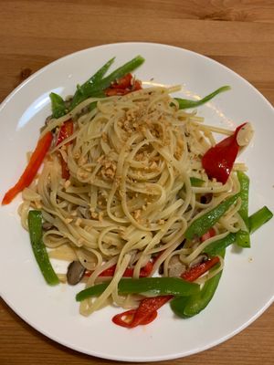 Chili and garlic linguini  at Farmer's Kitchen in Hualien