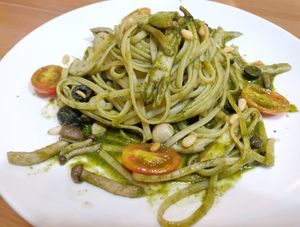 Mushroom pesto linguine at Farmer's Kitchen in Hualien