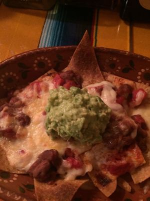 Bean and guacamole nachos  at Mexican Kitchen Bar MU in Osaka