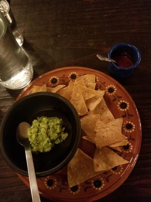 Guacamole & Chips. Quite a small portion. at Mexican Kitchen Bar MU in Osaka