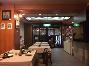 Miyajima deer peering through the front door while we ate at Yamaichi Bekkan in Miyajima