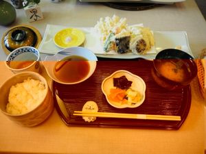 vegan tempura lunch at Yamaichi Bekkan in Miyajima