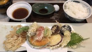 Half of our giant, delicious, and completely vegan meal! at Yamaichi Bekkan in Miyajima