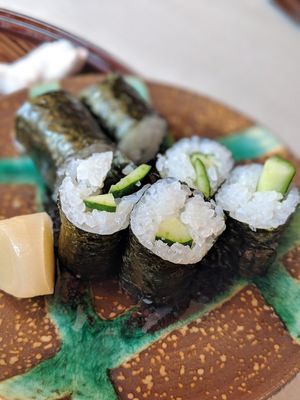 Cucumber sushi at Yamaichi Bekkan in Miyajima