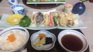 The vegan tempura set. at Yamaichi Bekkan in Miyajima
