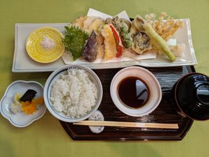 tempura dinner set at Yamaichi Bekkan in Miyajima