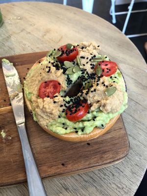 Avo bagel 🥯  at Smoothme Superfood Bar in Melbourne