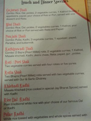specials at Jay Bharat Market and Restaurant in Artesia