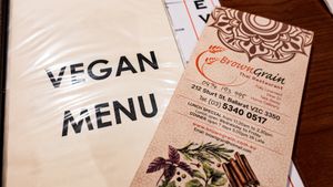 Seperate Vegan Menu at Brown Grain Thai Restaurant in Ballarat