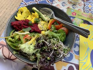 Rainbow Buddha bowl (vegan) at Feel Good in Groningen