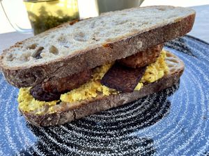 Vegan breakfast sandwich, £3.50 at DANA in Sheffield
