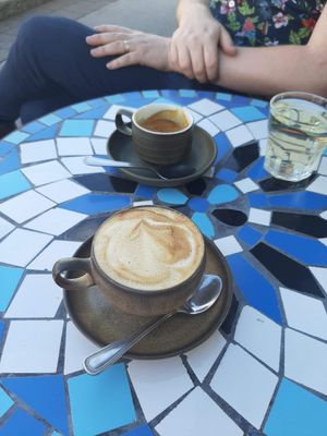 Coffee with oat milk at DANA in Sheffield