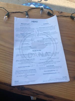 Menu when we visited  at DANA in Sheffield