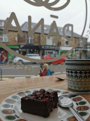 Raspberry choc tray bake at DANA in Sheffield