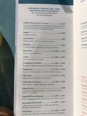 Coffee with plant milk no extra charge   at Parks - Zinzendorfgasse in Graz