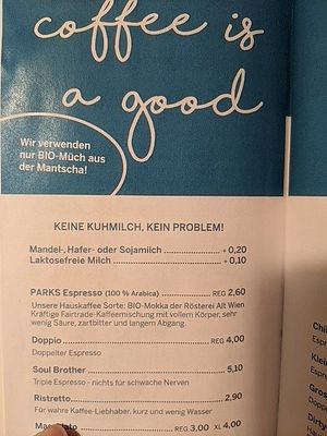 Surcharge for milk alternatives and lactose-free milk at Parks - Zinzendorfgasse in Graz