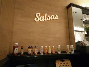 sauces (only ketchup and mustard are vegan) at Hot Dog's House in Bilbao